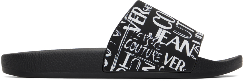 Versace Jeans Couture Black Doodle Logo Slides