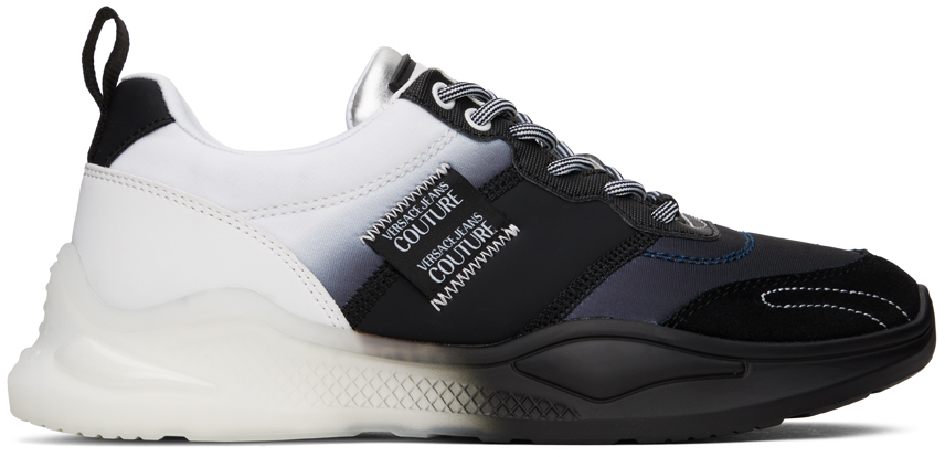 Versace Jeans Couture: Black & White Levion Sneakers | SSENSE Canada