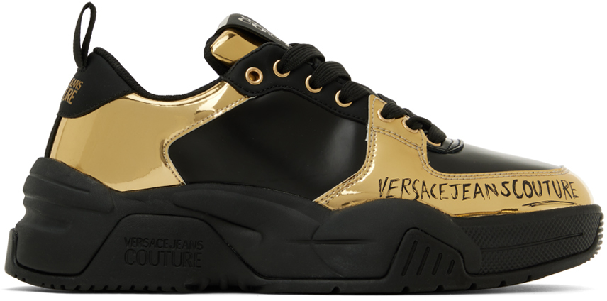 Versace Jeans Couture: Black Speedtrack Sneakers | SSENSE