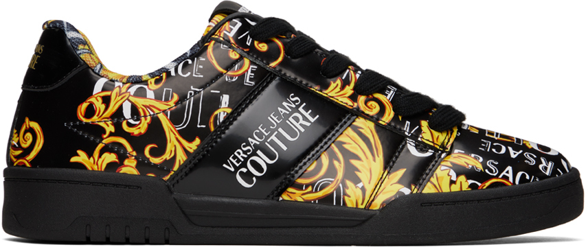 Versace Jeans Couture Black & Gold Brooklyn Sneakers In Eg89 Black/gold