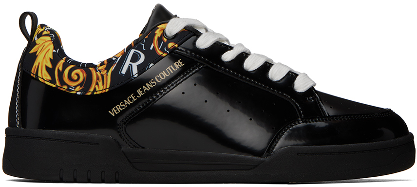 Versace Jeans Couture Black Brooklyn Sneakers In Eg89 Black/gold