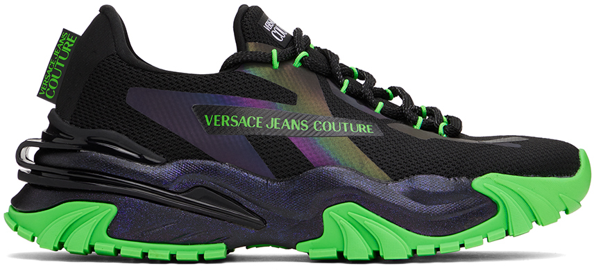 Versace Jeans Couture Black New Trail Trek Sneakers In Em09 Black Multi