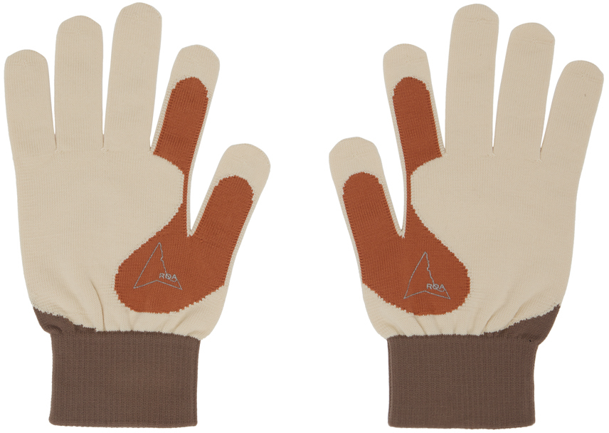 Roa Off-white Graphic Gloves In 1239901 Beige/rugine