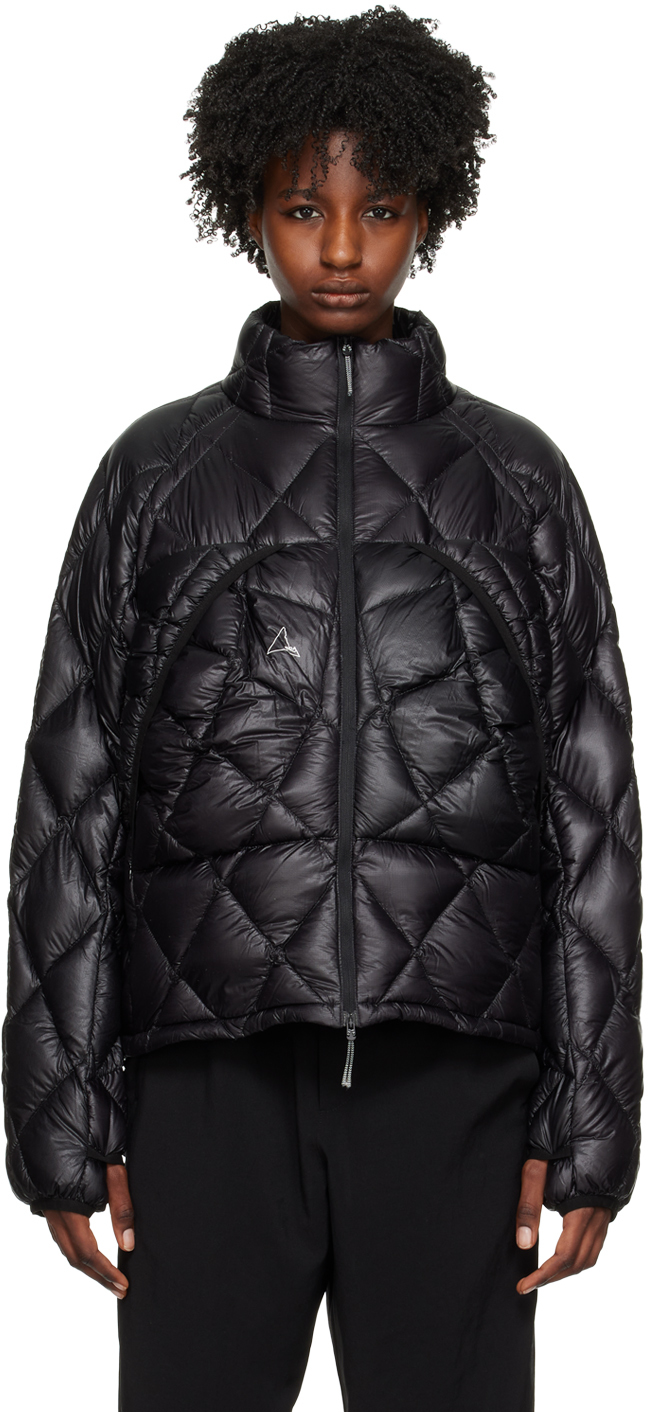 Black Quilted Down Jacket by ROA on Sale