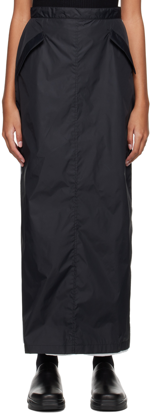 SPENCER BADU Black Layered Midi Skirt