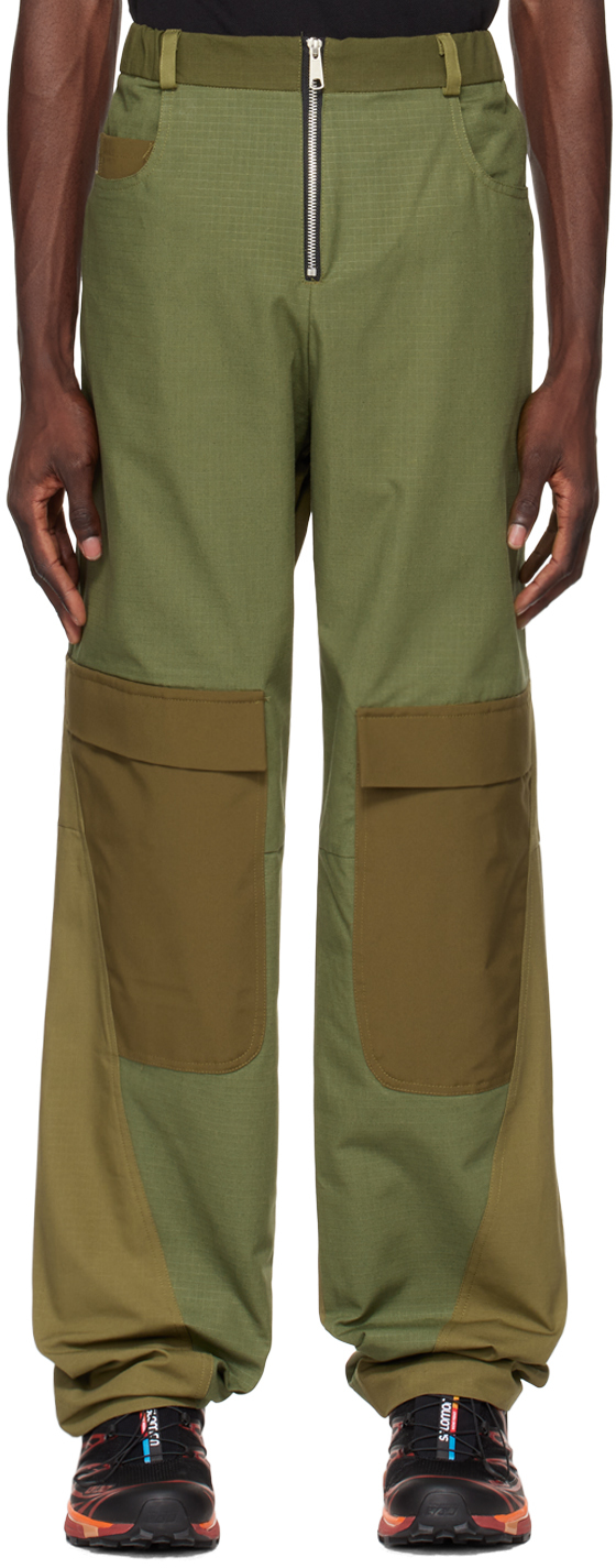 SPENCER BADU Green Paneled Cargo Pants