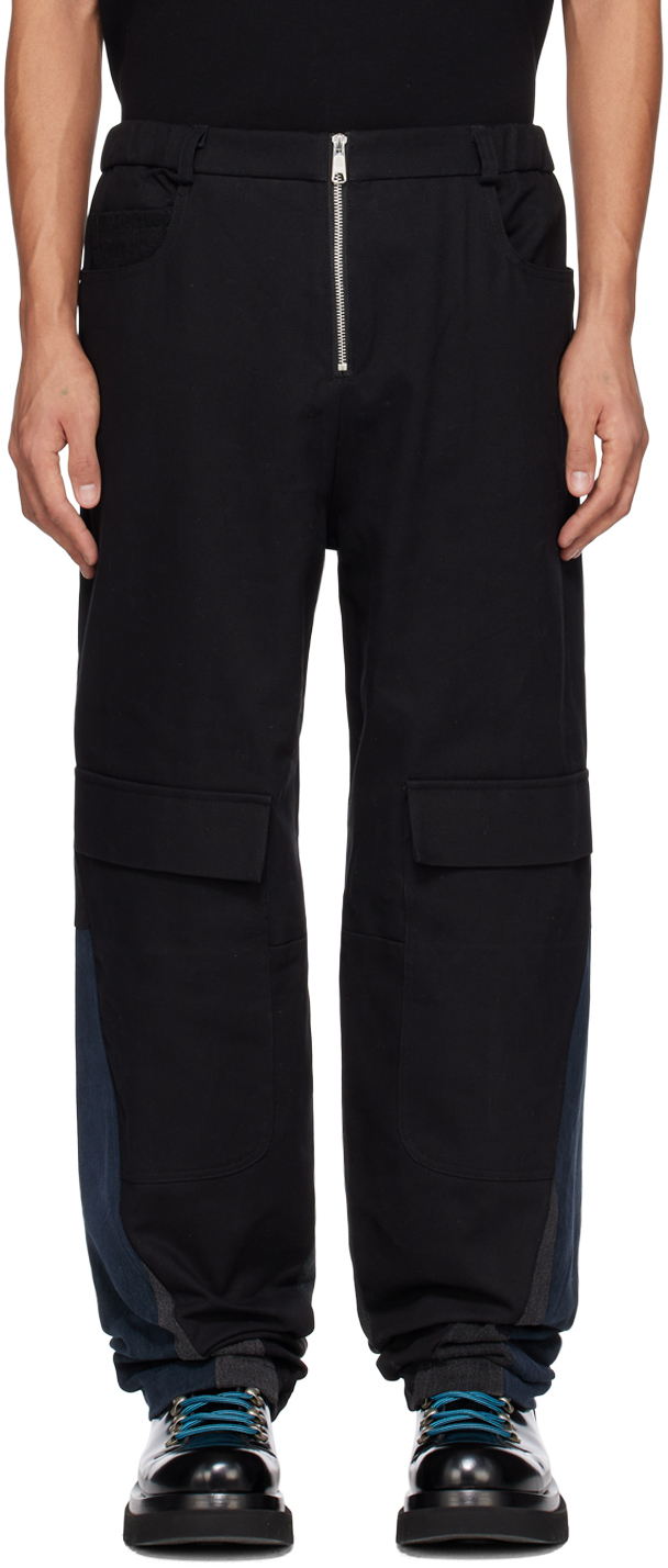 Spencer Badu Black Paneled Cargo Trousers