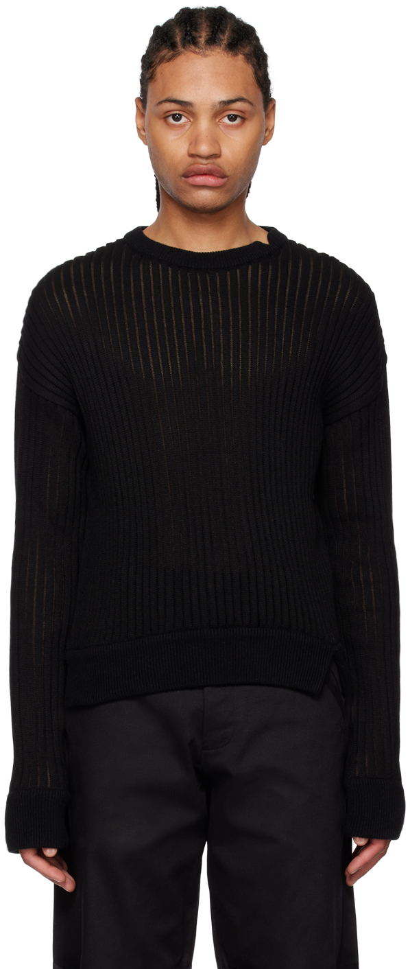 Black Vented Sweater by SPENCER BADU on Sale