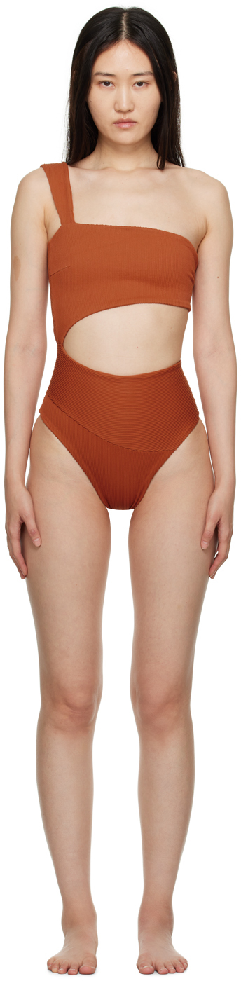 Haight Orange Iu One-piece Swimsuit In Brown