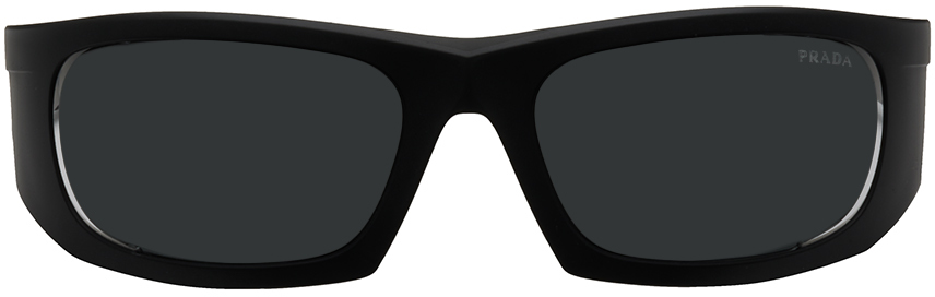 Prada Black Linea Rossa Cutout Sunglasses In 1bo06f