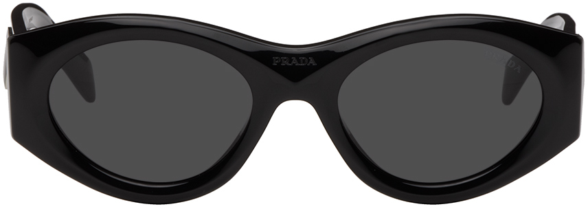 Prada Black Oval Sunglasses In 1ab5s0
