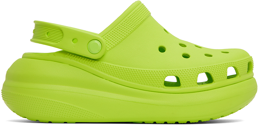 Crocs Green Crush Clogs In Limeade