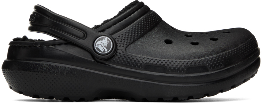 Shop Crocs Kids Black Classic Lined Clogs In Black/black