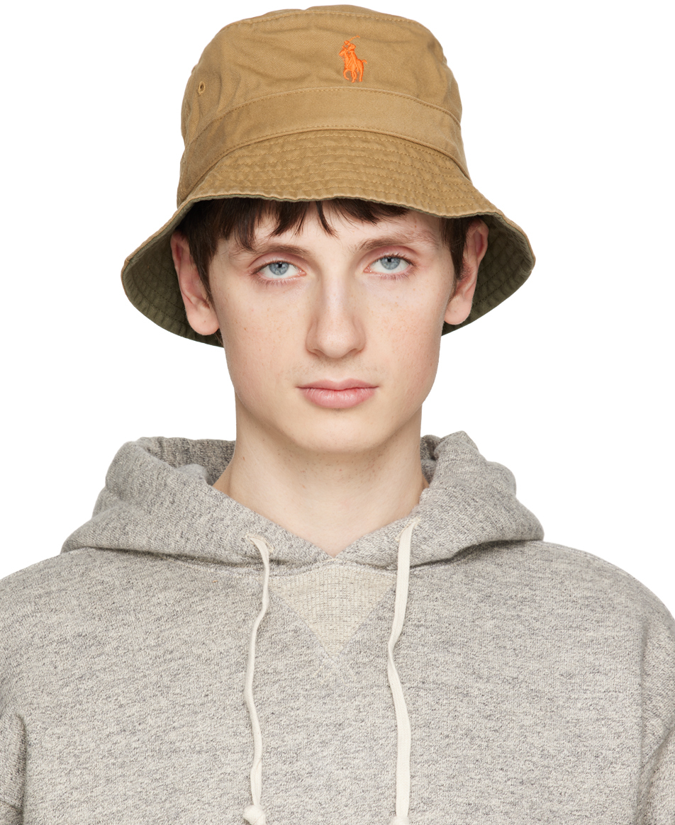 Polo Ralph Lauren: Tan Embroidered Bucket Hat | SSENSE
