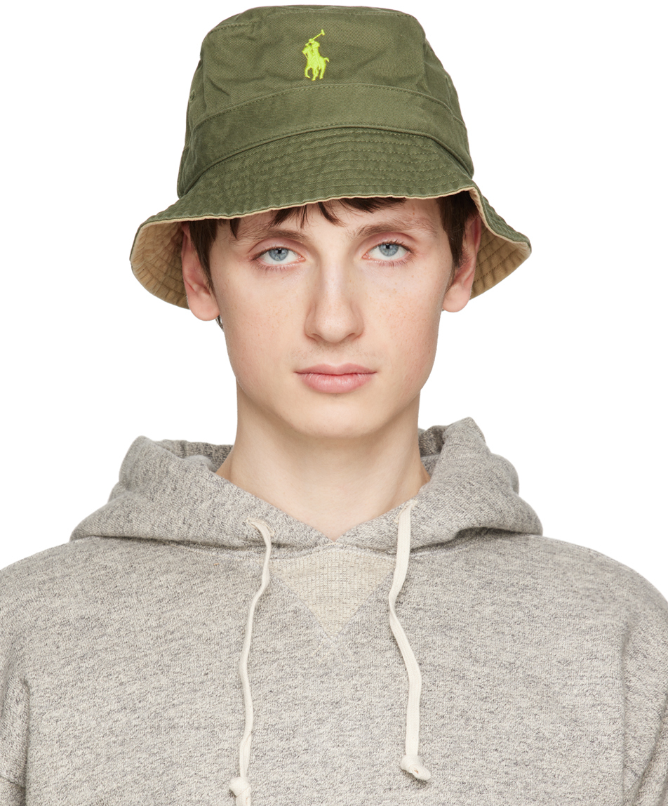 Polo Ralph Lauren Logo Detail Bucket Hat In Dark Sage