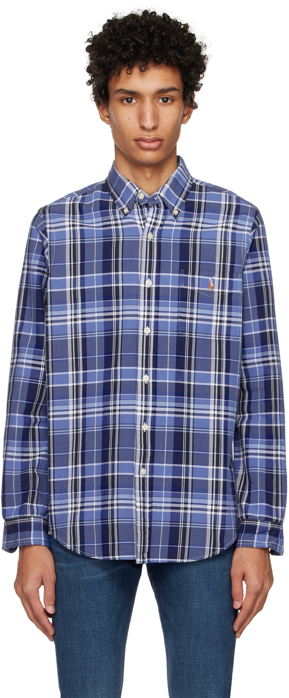 Polo Ralph Lauren: Blue Plaid Shirt | SSENSE Canada