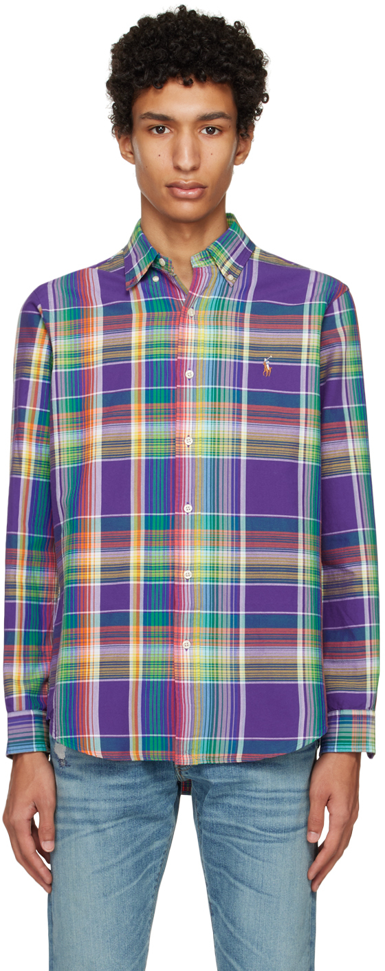 toekomst Carrière barbecue Polo Ralph Lauren: Purple Plaid Shirt | SSENSE