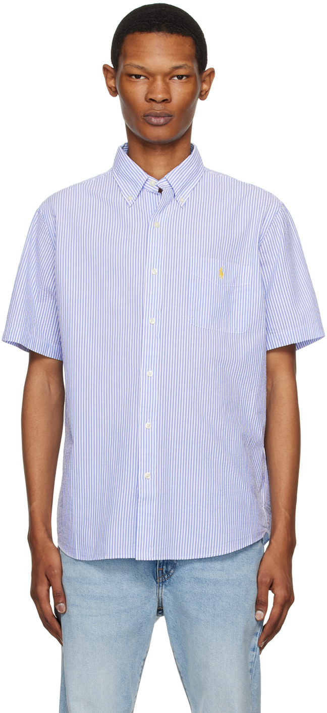Shop Polo Ralph Lauren Blue Prepster Shirt In 2604a Blue/white