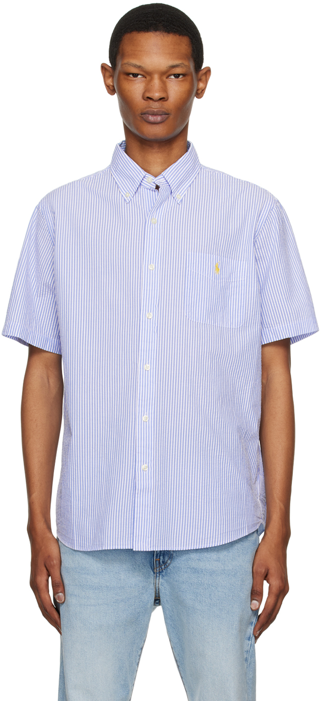 Polo Ralph Lauren Seersucker Shirt In 2604a Blue/white