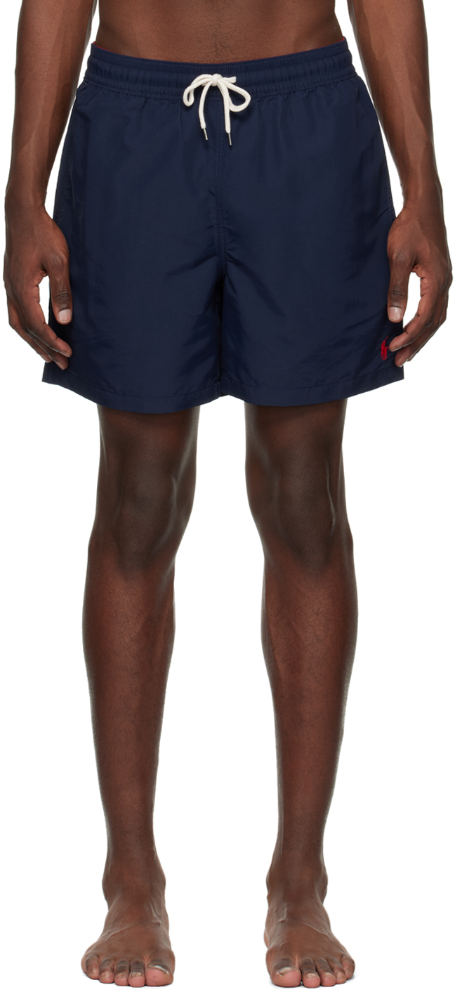 Polo Ralph Lauren: Navy Traveler Swim Shorts | SSENSE