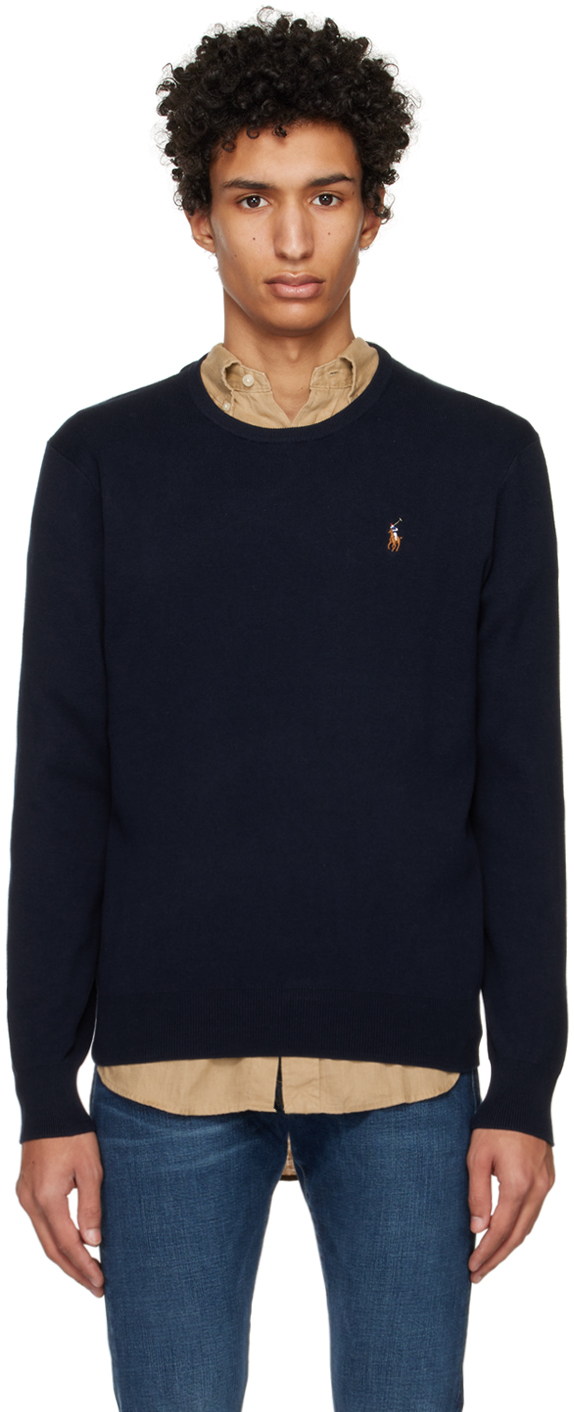 Polo Ralph Lauren: Navy Crewneck Sweater | SSENSE