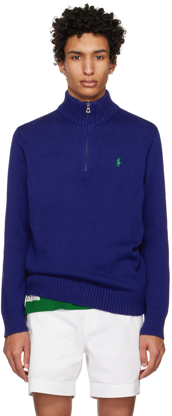 Perceptueel transmissie kubiek Polo Ralph Lauren: Navy Half-Zip Sweater | SSENSE