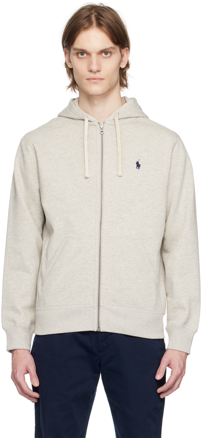 POLO RALPH LAUREN GRAY FULL-ZIP HOODIE