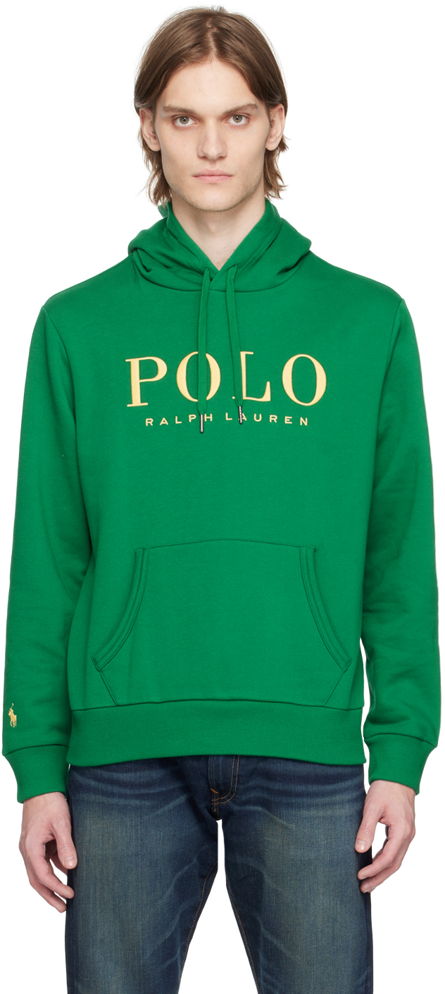 Shop Polo Ralph Lauren Green Embroidered Hoodie In Primary Green