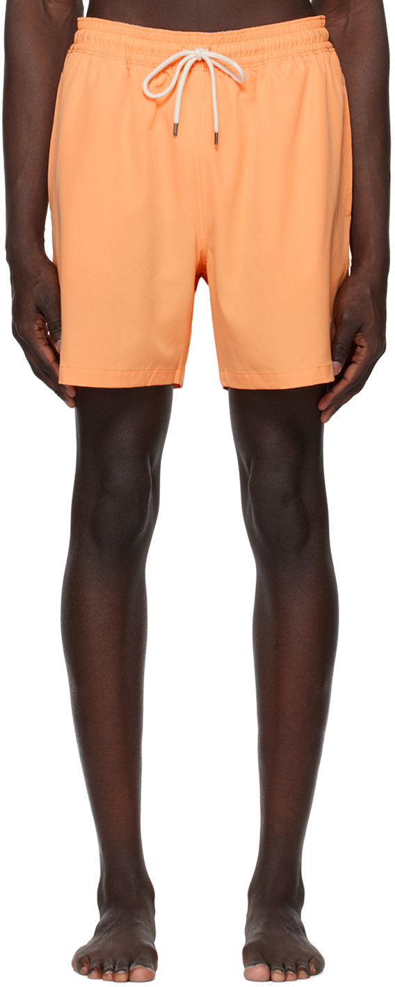 Polo Ralph Lauren: Orange Embroidered Swim Shorts | SSENSE Canada