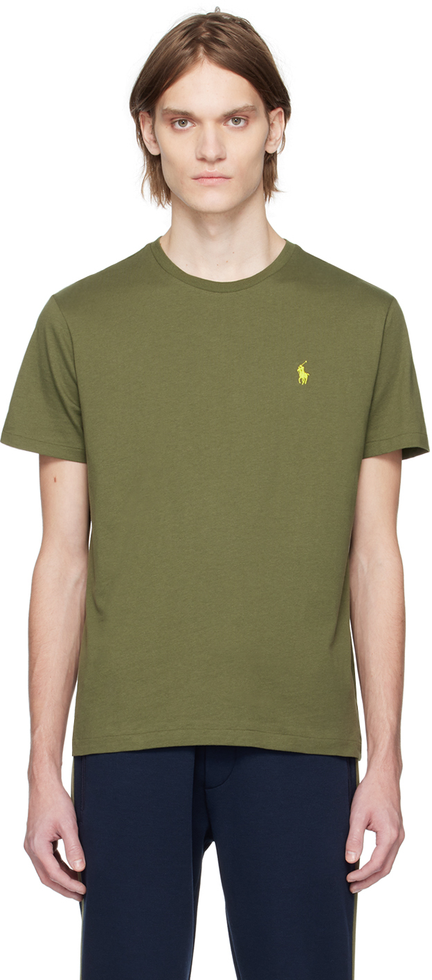 Polo Ralph Lauren Logo embroidered Cotton jersey T shirt In Khaki