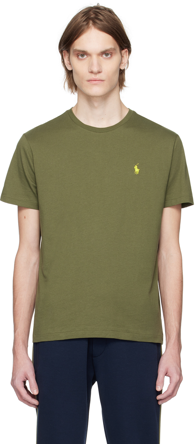 Polo Ralph Lauren: Khaki Embroidered T-Shirt | SSENSE