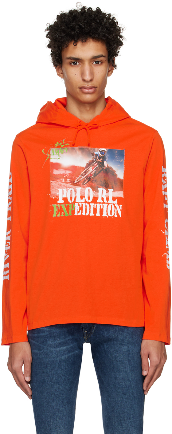 Polo Ralph Lauren: Orange Graphic Hoodie | SSENSE