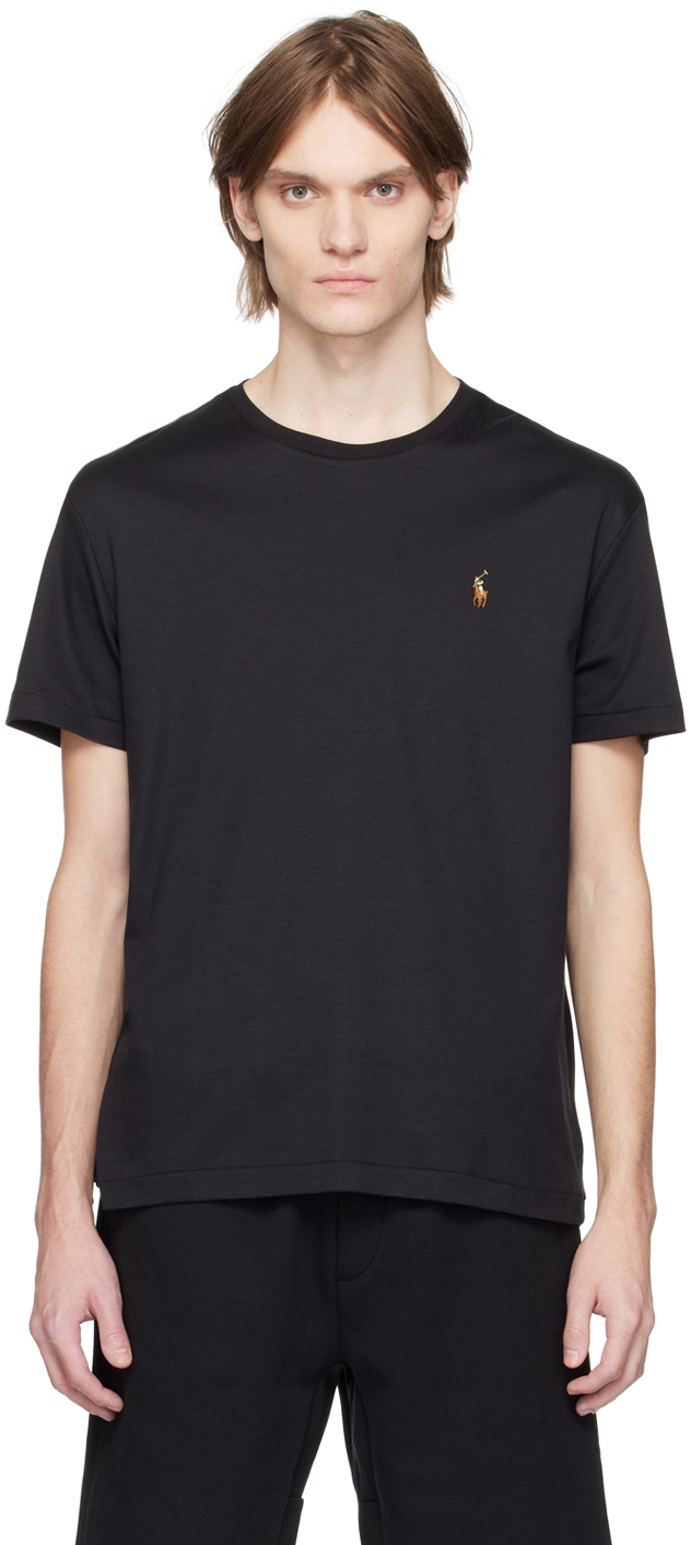 Polo Ralph Lauren Black Embroidered T-shirt In Polo Black