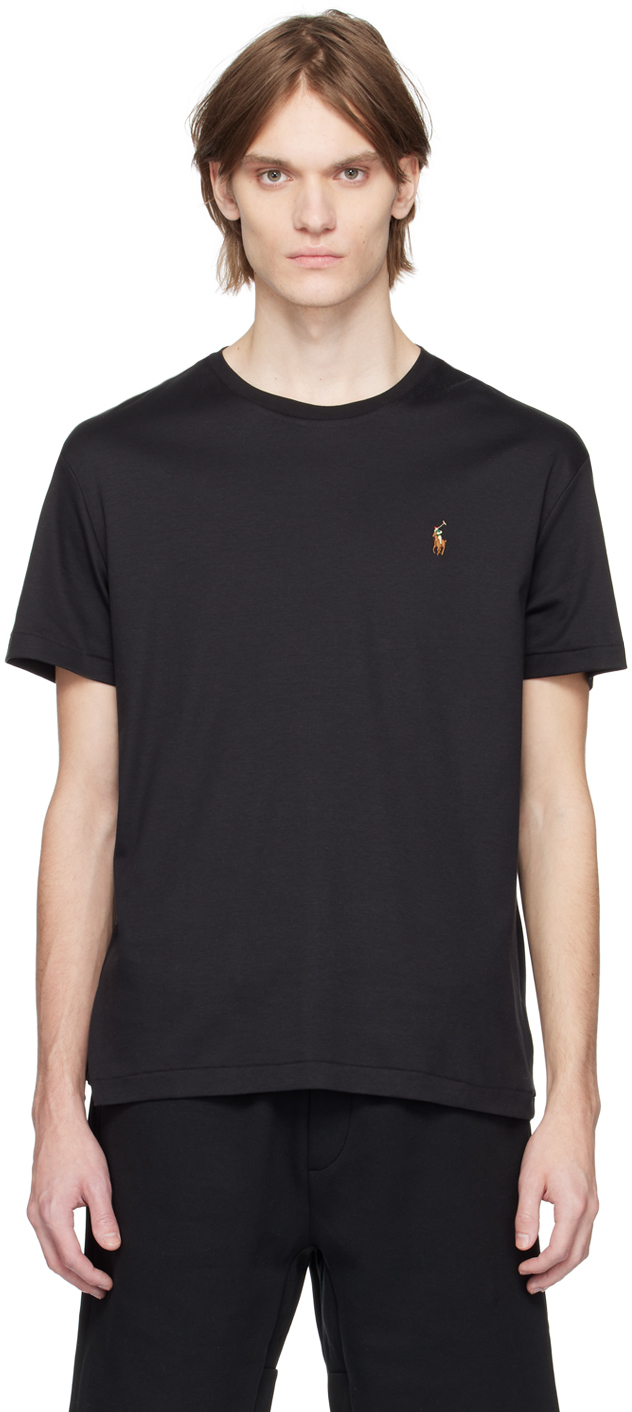 Polo Ralph Lauren: Black Embroidered T-Shirt | SSENSE