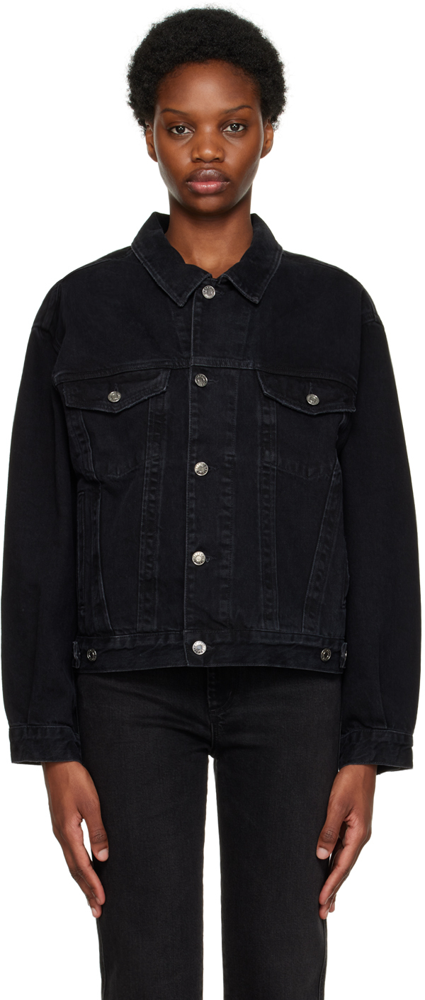 Shop Agolde Black Charli Oversized Denim Jacket In Vega