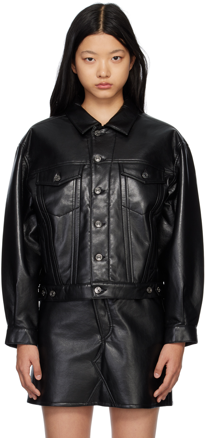 AGOLDE: Black Charli Leather Jacket | SSENSE