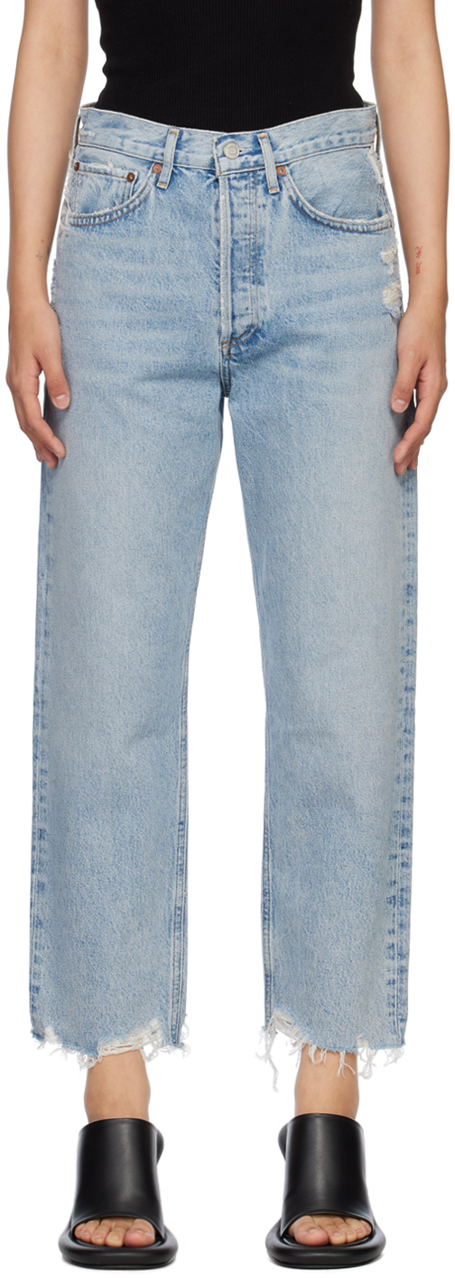 AGOLDE: Blue 90's Crop Jeans | SSENSE UK