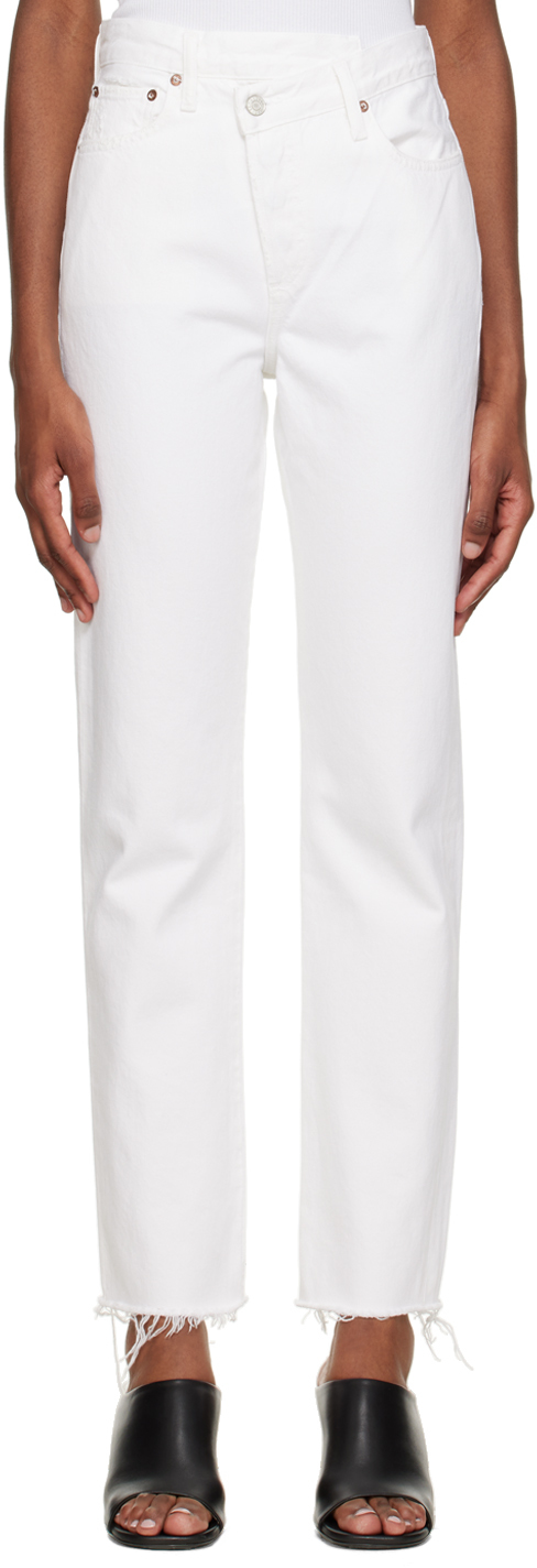AGOLDE: White Criss Cross Straight Jeans | SSENSE Canada
