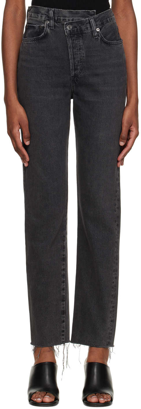AGOLDE: Black Criss Cross Straight Jeans | SSENSE Canada