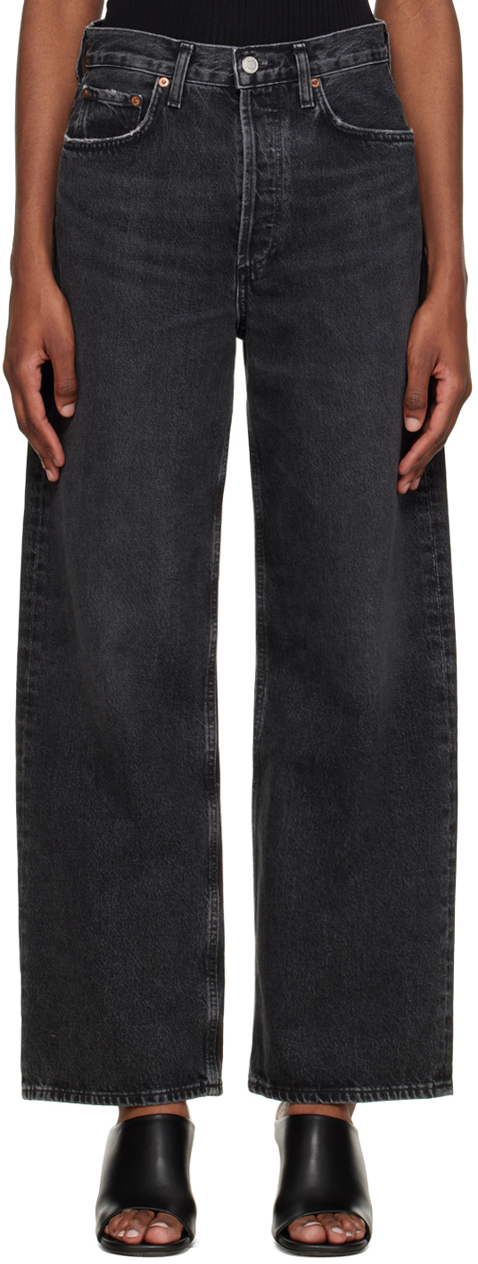 Agolde Black Low Slung Baggy Jeans In Grey | ModeSens