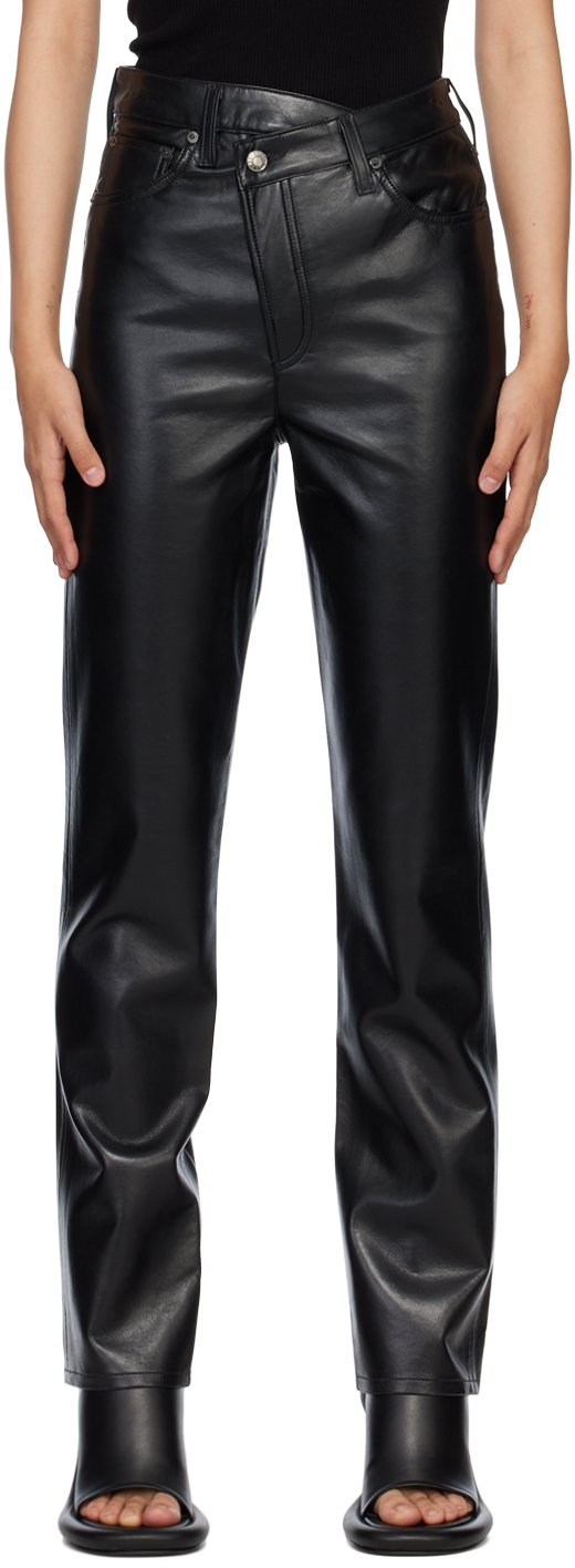 Black Criss Cross Leather Pants