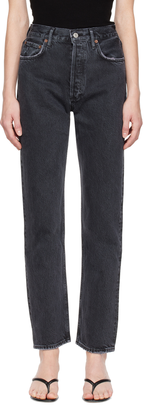 Black 90s Pinch Waist Jeans