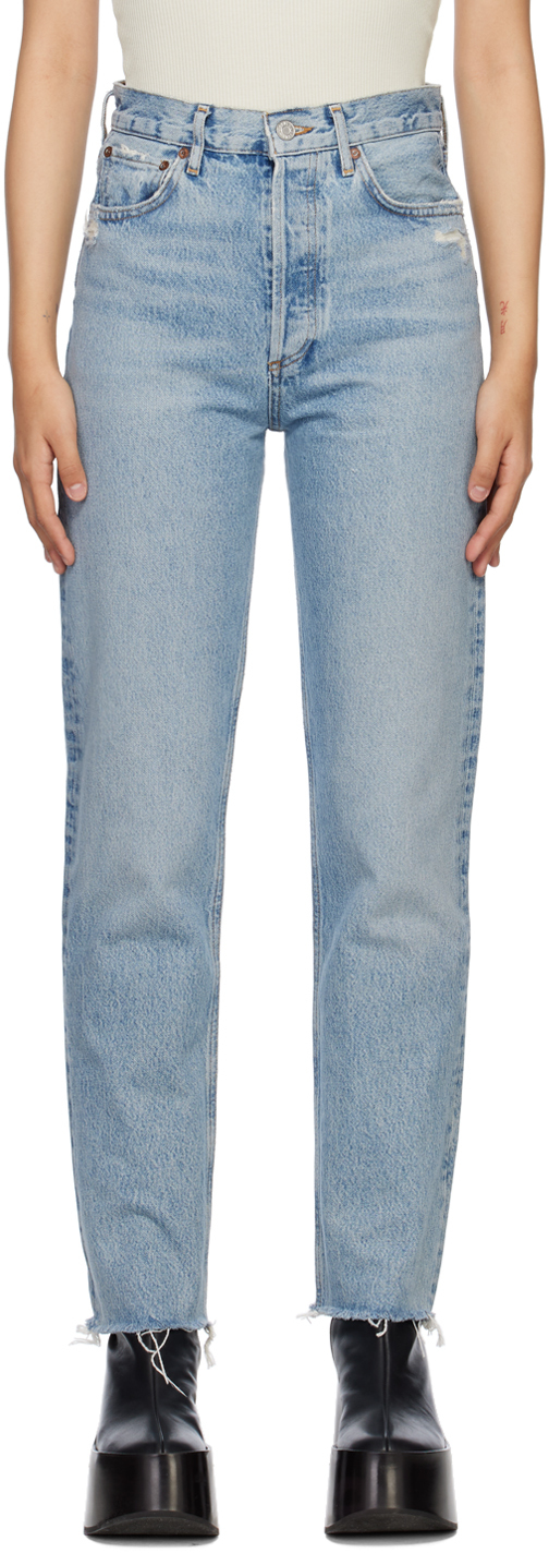 AGOLDE Blue Fold Waistband Jeans | Smart Closet