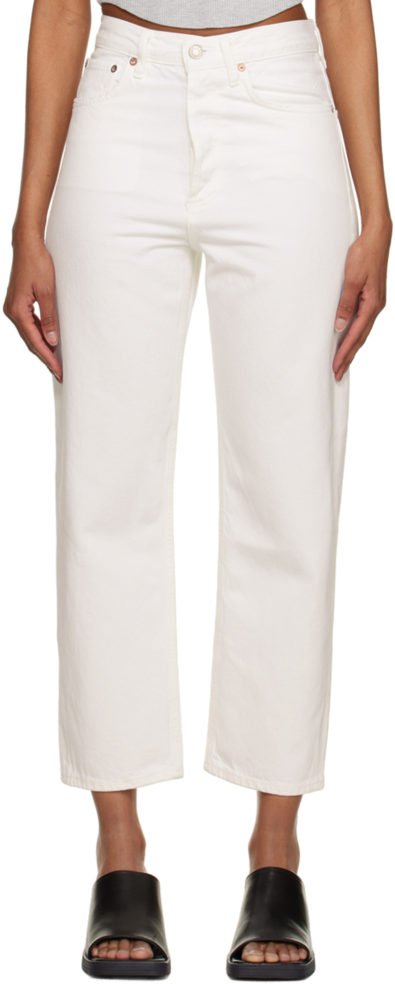 AGOLDE: White 90's Crop Jeans | SSENSE UK