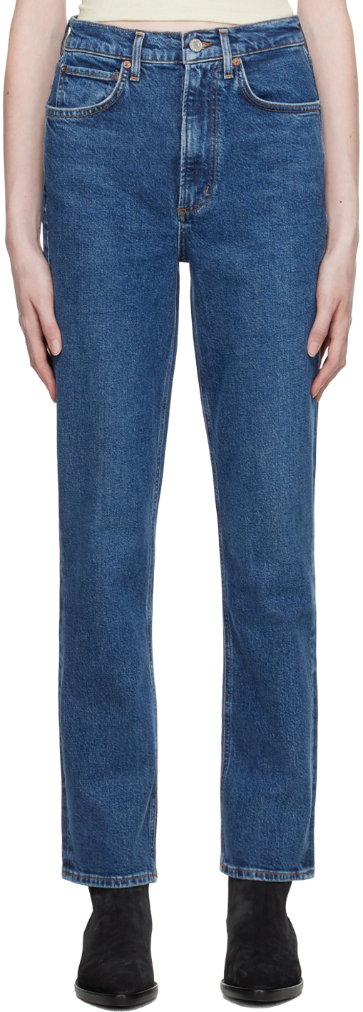 Agolde High-rise Stovepipe Jeans In Blue