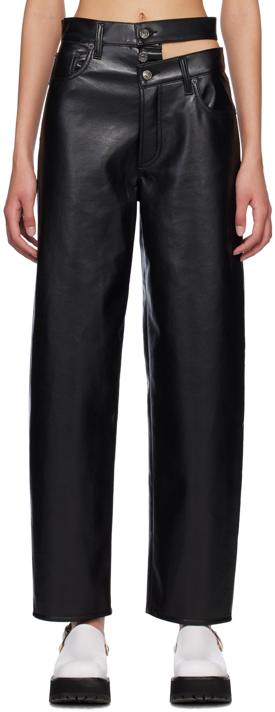 Agolde Recycled Leather Broken Waistband Pants In Black