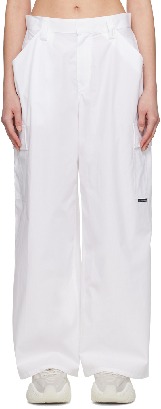 Shop Alexander Wang T White Cargo Trousers In 111 Bright White