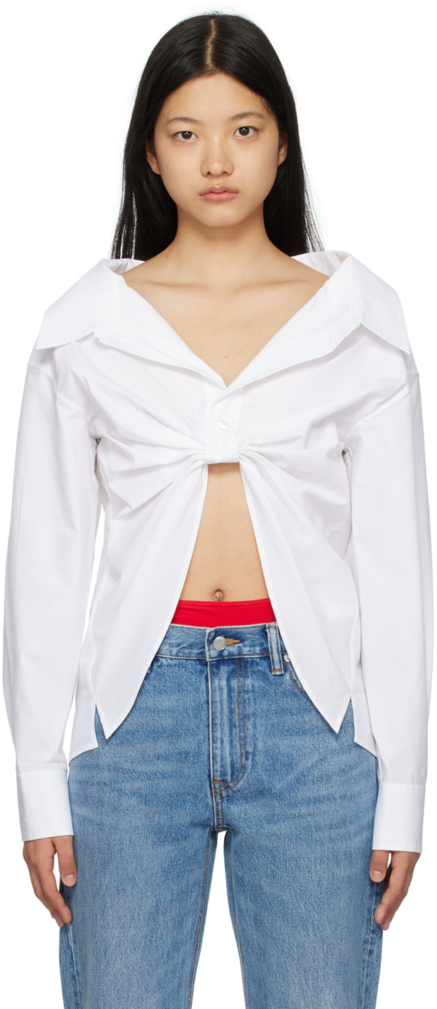 Alexander Wang T Butterfly Pull Up Button Down Shirt In White