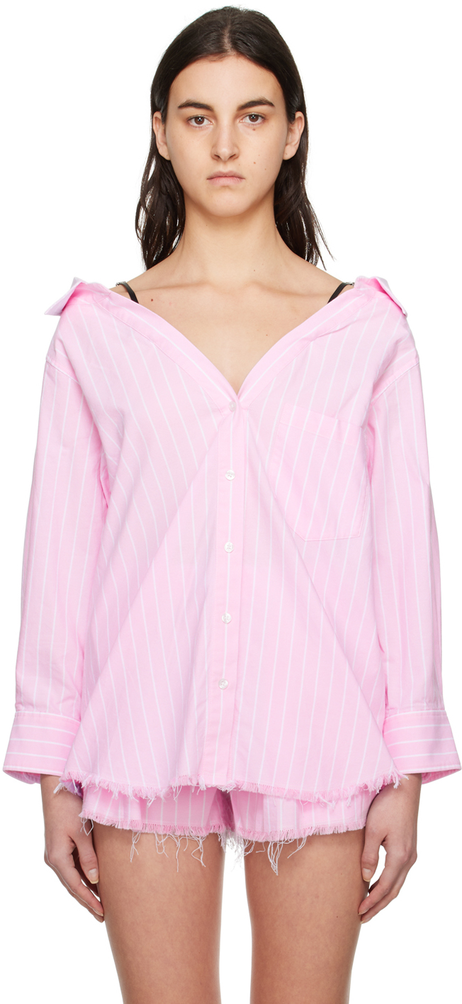 alexanderwang.t: Pink Off-Shoulder Shirt