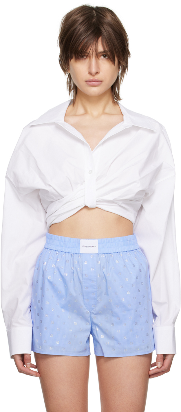Shop Alexander Wang T White Gathered Shirt In 111 Bright White